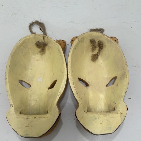 African Masks Wall Hanging Art Hand Carved Safari Décor Set of 8 - Picture 9 of 9